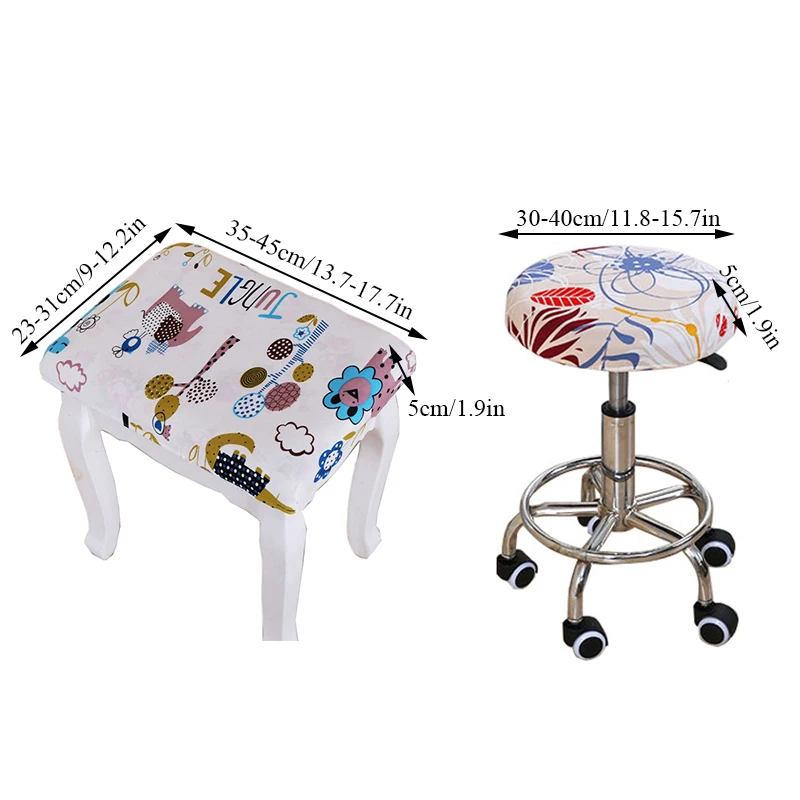 

Fashion Comfortable Soft Square Stool Cover Round Stool Cover Household Item Floral Printed Square Simplicity Makeup Stool Cover