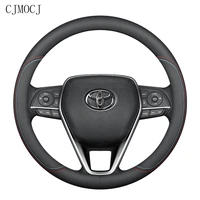 leather steering wheel cover 15 inch38cm for toyota markx altis avalon crown estima camry corolla interior car accessories