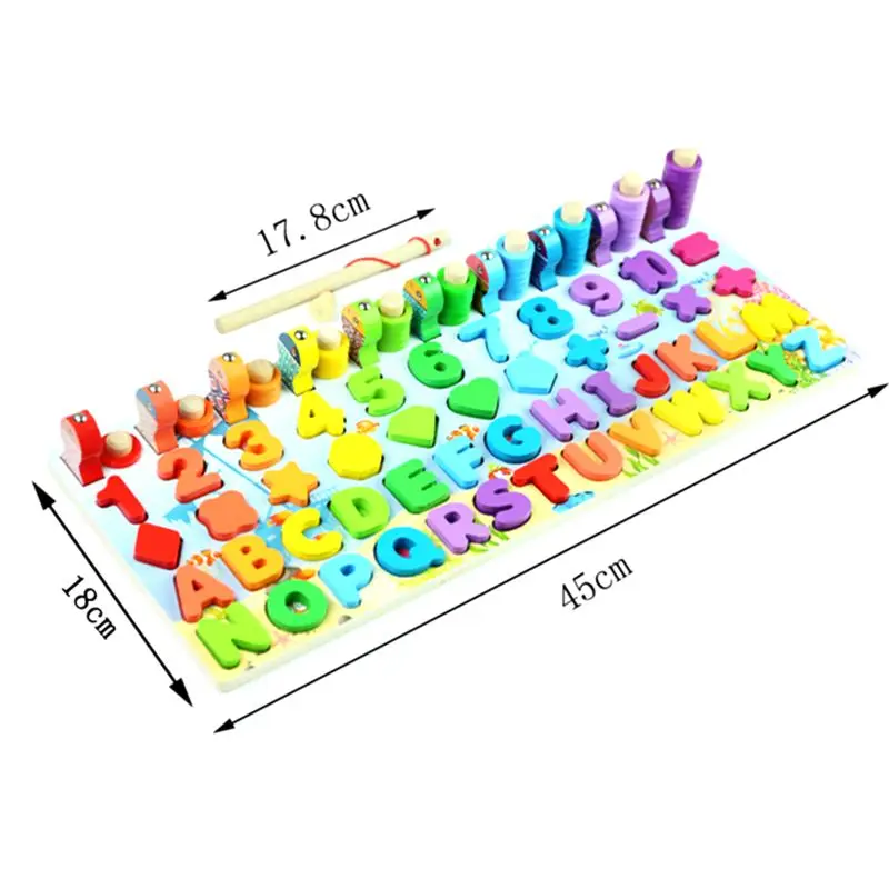 

Montessori Educational Wooden Toys Children Board Math Fishing Children's Wooden Preschool Montessori Toy Counting Geometry