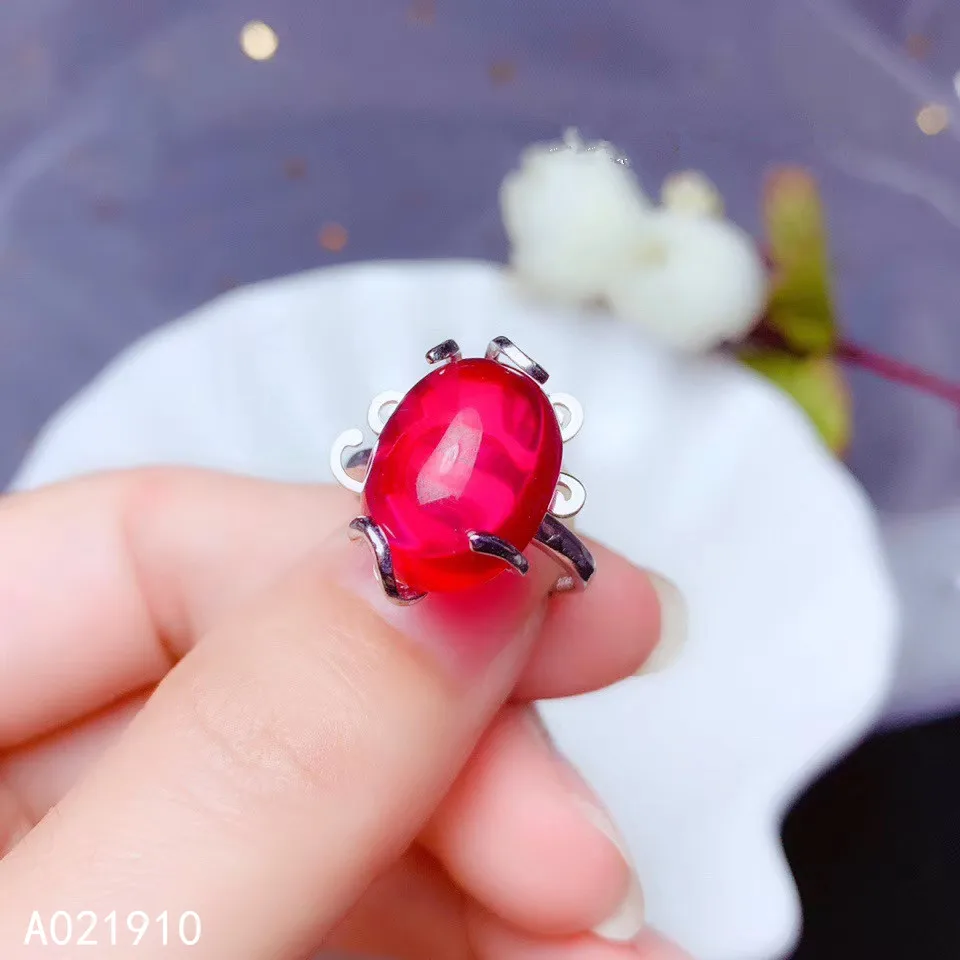 

KJJEAXCMY boutique jewelry 925 sterling silver inlaid natural Red corundum gemstone female ring support detection noble