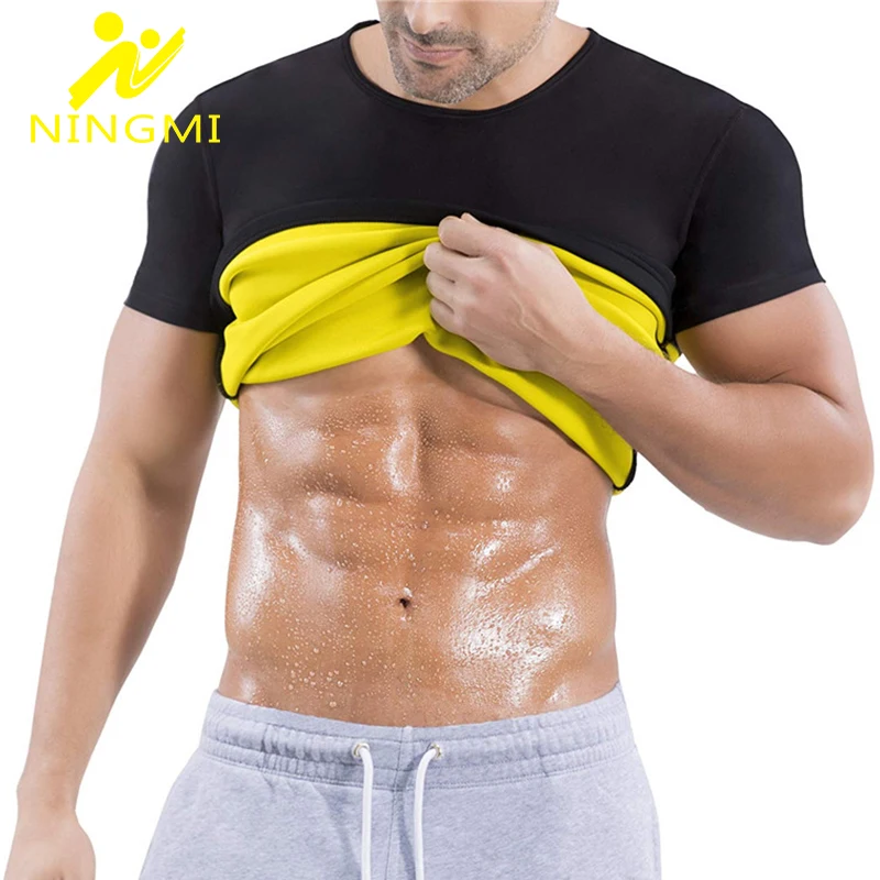 

NINGMI Sports Top Gym Shirts Men Body Shaper Neoprene Sauna Suit Fat Compression Tank Tops Jacket Slimming Waist Trainer T-shirt