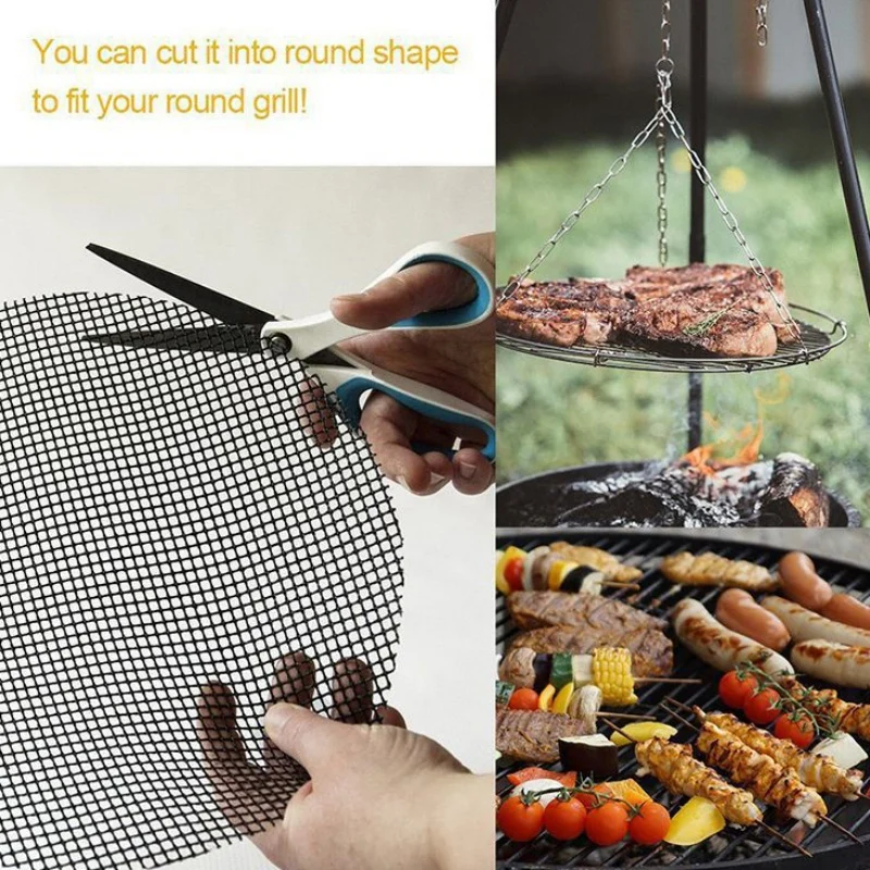 BBQ Grill Mat Reusable Barbecue Mesh Non-stick Kitchen Cooking Smoker Pad Liner Accessories | Дом и сад