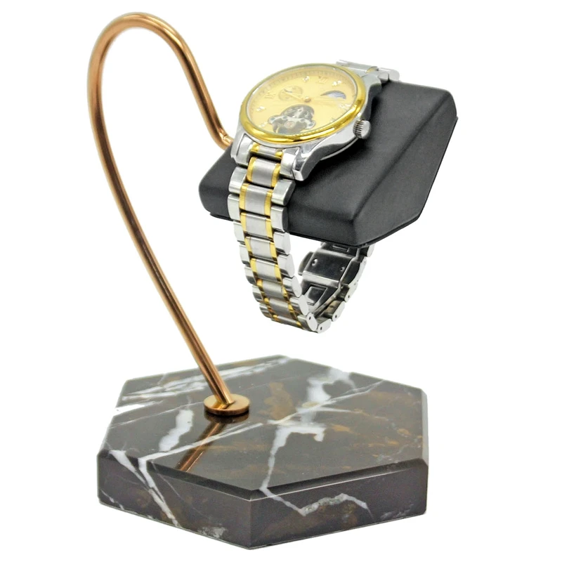 

Стеллаж для демонстрации часов, стойка из черного натурального мрамора, золотистая металлическая опора, для хранения браслетов и часов