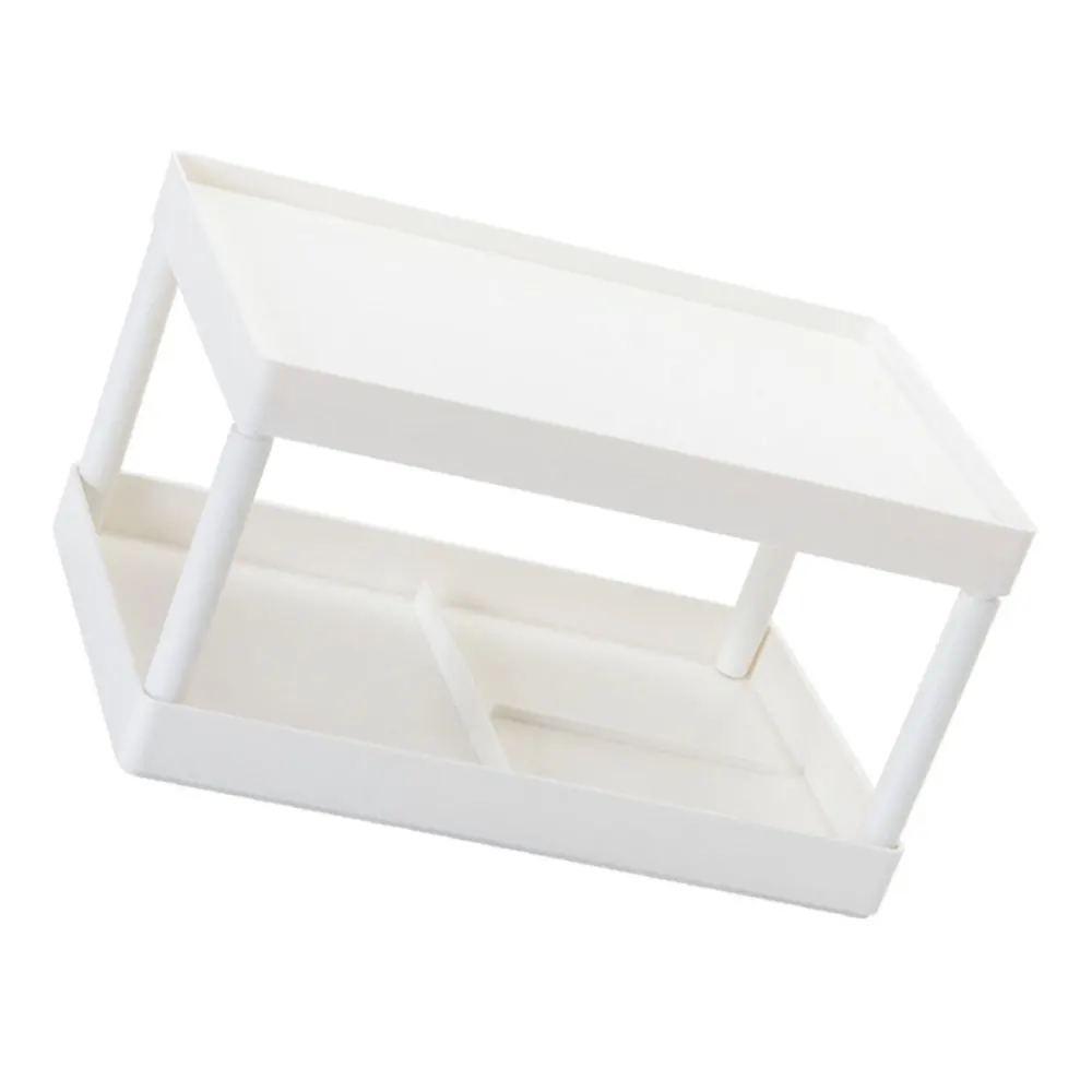 

1Pc Simple Storage Rack Double Layer Shelf Desktop Stationery Rack (White)