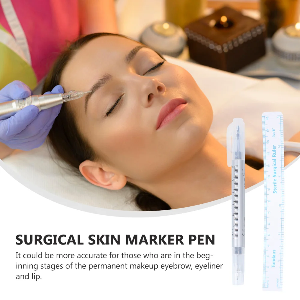 

Skin Marker Pen Double Ended Purple Ink Pen with Ruler for Permanent Makeup
