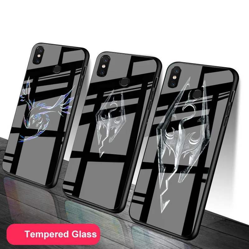С принтом логотипа Skyrim чехол из закаленного стекла для телефона Xiaomi Redmi Note 5 6 7 8 9 Pro
