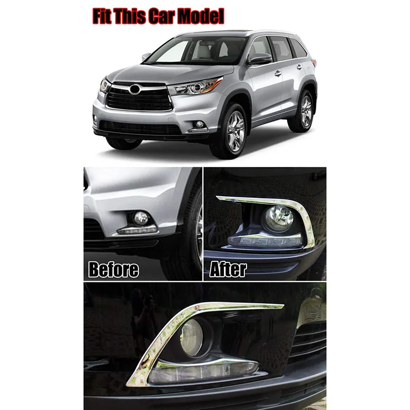 Для Toyota Highlander 2014 2015 2016 Хромированная передняя фара противотуманная крышка