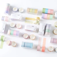 4 rollsbox basic check grid series kawaii washi tape boxed set scrapbooking diy deco diary masking tape decorative labels