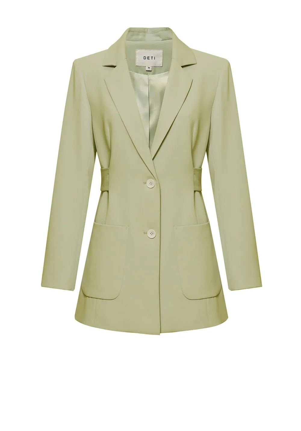 

Long Sleeve Notched Lapel Button Down Belt Blazer