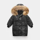 Зимняя куртка, повседневное пуховое пальто с капюшоном и меховым воротником для мальчиков и девочек, парка для маленьких девочек, теплые длинные пальто для подростков, детские пальто