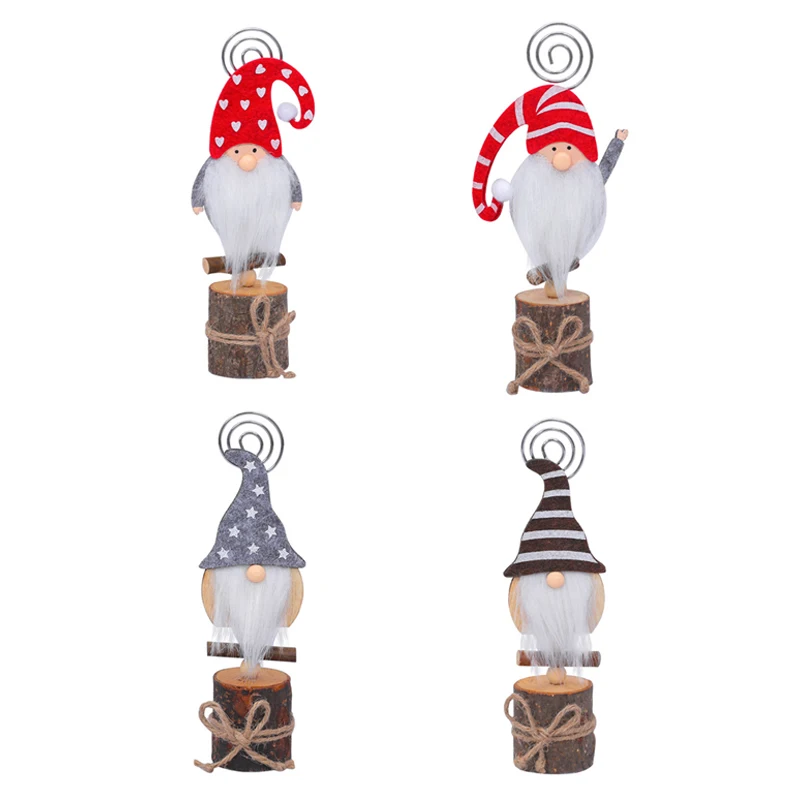 

Christmas Decoration Rudolph Business Card Buckle Faceless Doll Memo Clip Photo Clip Home Wooden Ornaments