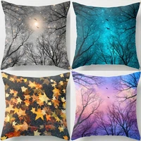 maple and trees pattern pillow case cotton linen home decor throw sofa cushion cover 18