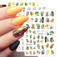 3d leaves decal nail stickers tropical summer tattoo watercolor anime nail art design adhesive decor accessories gleb133 136