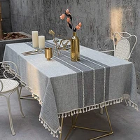 cotton and linen tablecloth wrinkle free and fade proof tablecloth can be used for indoor and outdoor meals tassel table cover