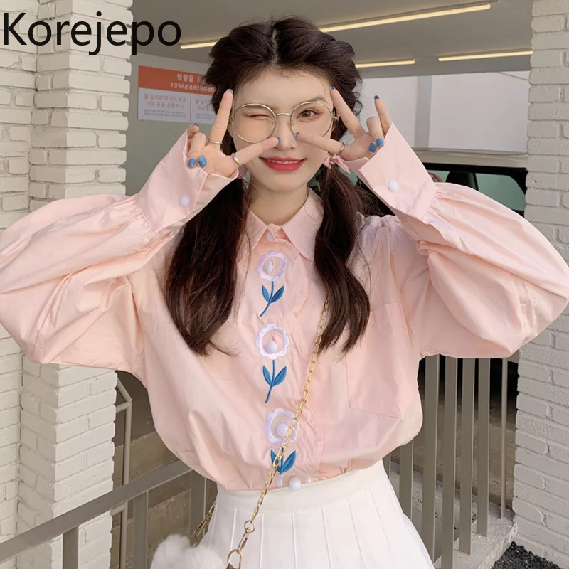 

Корейская французская темпераментная розовая Женская рубашка на весну и осень 2022 новые корейские шикарные модные рубашки для снижения воз...