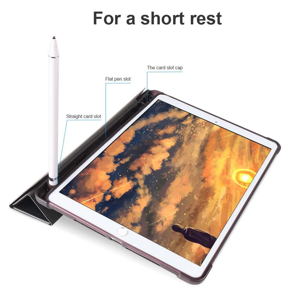 Для iPad Pro 10,5 чехол с карандашом, мягкий чехол для iPad Air 3, кожаный чехол для iPad 10,2, чехол 7-го поколения
