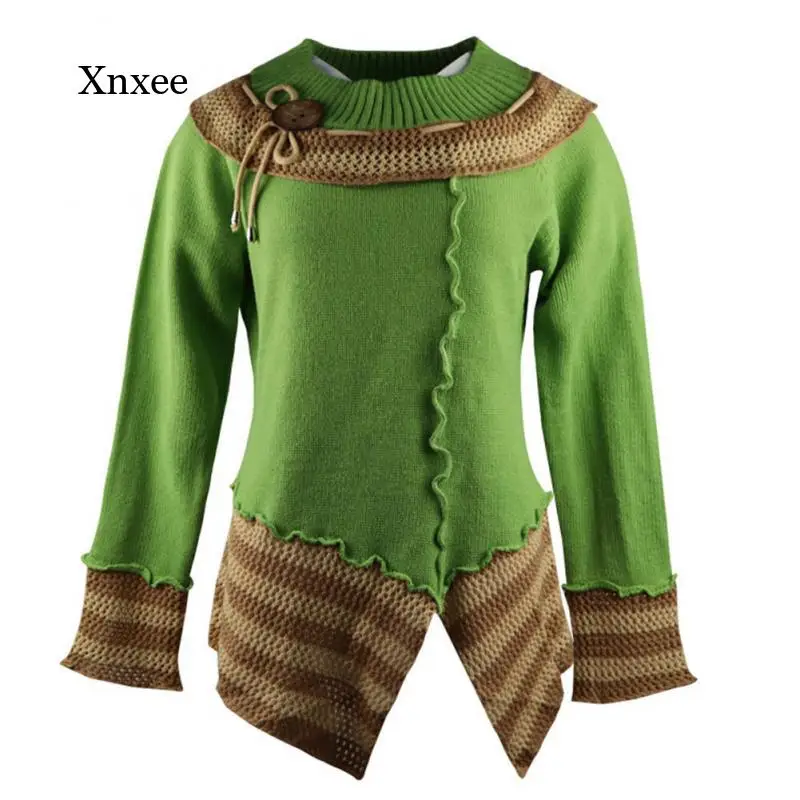 

New Women's Sweater Tops Basic Lace Edge Split Splicing Autumn/winter Sweater Pullover Women's Women's Knitwear Slim Long Sleeve