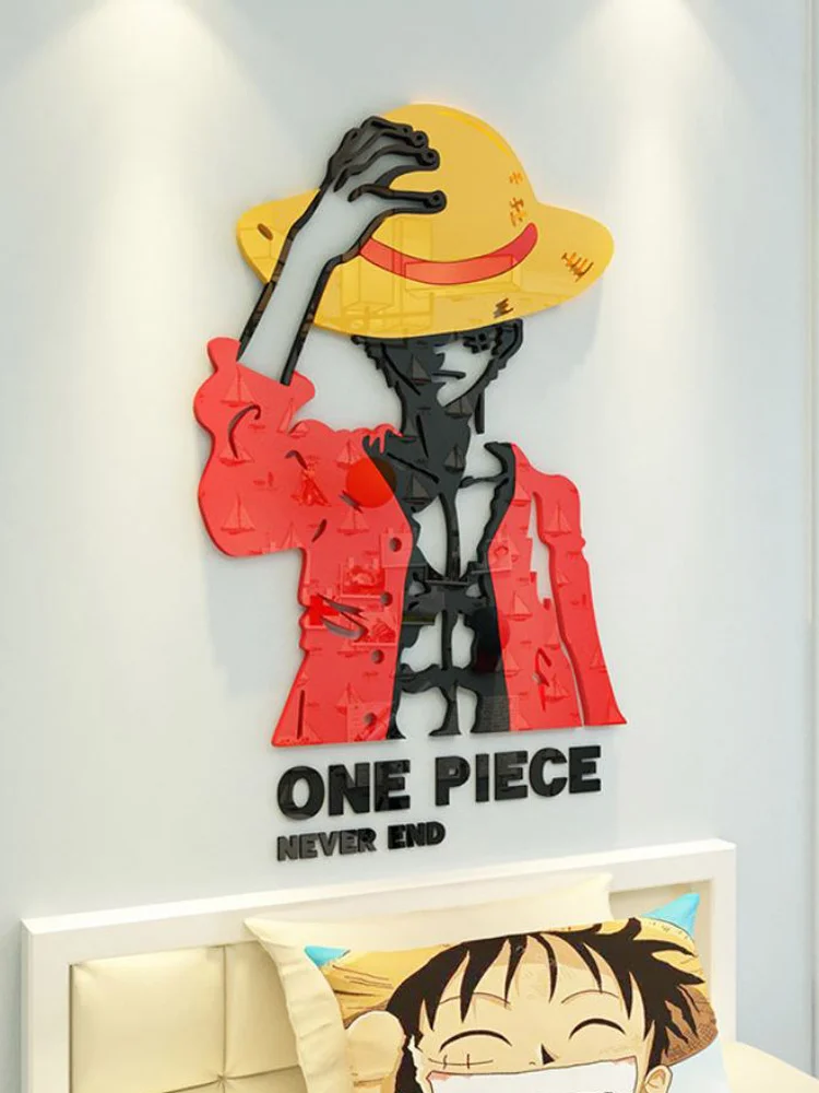 3D DIY Acrylic Crystal One Piece Wall Sticker Monkey D Luffy Personalized Creative Decor Boys Bedroom Dormitory  Background