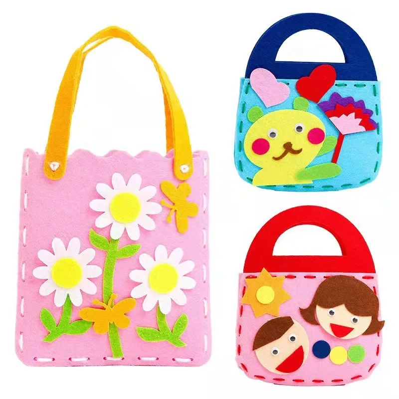 DIY 3D Puzzle Material Learning Education Handmade Cartoon Stereo Paste Fabric Hand Bag Toys Arts and Crafts for Children | Игрушки и