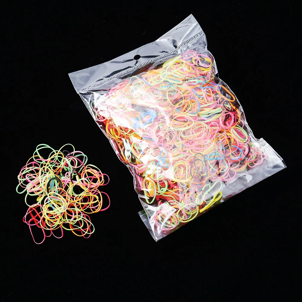 

1000Pcs/Bag Disposable Elastic TPU Rubber Cord Hair Rope Band Women Girls Ponytail Holder Colorful Braider Hair Accessories