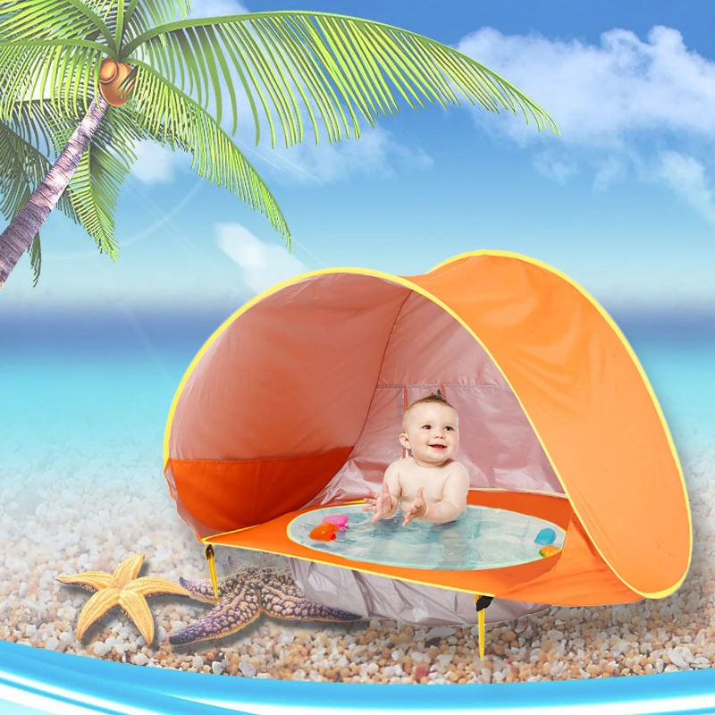 

Baby Beach Tent Portable Waterproof Build Sun Awning UV-protecting Tents Kids Outdoor Traveling Sunshade Play House Toys