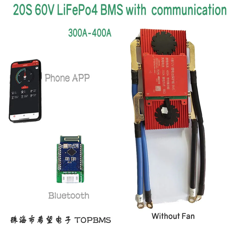 

BMS 20 S 300A400A 500A Bluetooth RS485 охлаждающий вентилятор с сенсорным экраном CAN NTC UART SOC LiFePo4 аккумулятор 3,2 В 3,65 в, подключенный в 20 серии