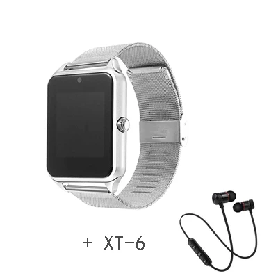 Silver and XT-6 B Умные часы Z60, Bluetooth, умные часы Z60, умные часы с sim-картой, TF камерой, умные часы, Android, умные наручные часы для мобильного телефона - Цвет: Silver and XT-6 B