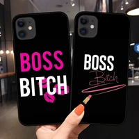 boss bitch phone cover for iphone 11 12 13 pro max x xr xs max 6 6s 7 8 plus 12 mini se 2020 soft silicone black tpu case fundas