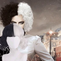 cosplay wig short curly black white ms spot hair deville dalmations heat resistant cosplay wigs wig cap
