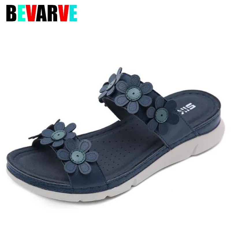 

BEVARVE Women Slipper's 2021 Ladies Summer Slippers Shoes Women Flower Flat Slippers Summer Sandals Fashion Summer Shoes