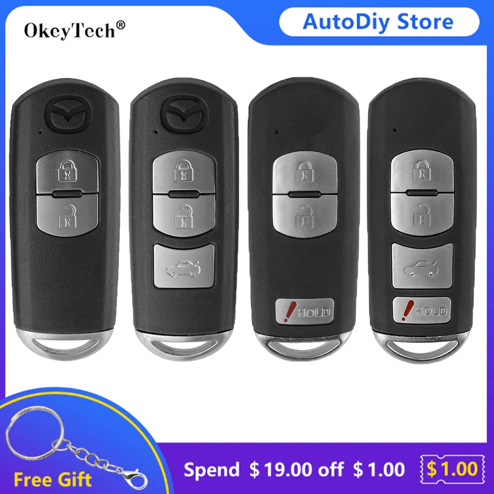 

Okeytech 2/3/4 Button Car Remote Control Smart Key Shell Case Fob For Mazda X-5 Summit M3 M6 Axela Atenza Insert Emergency Blade