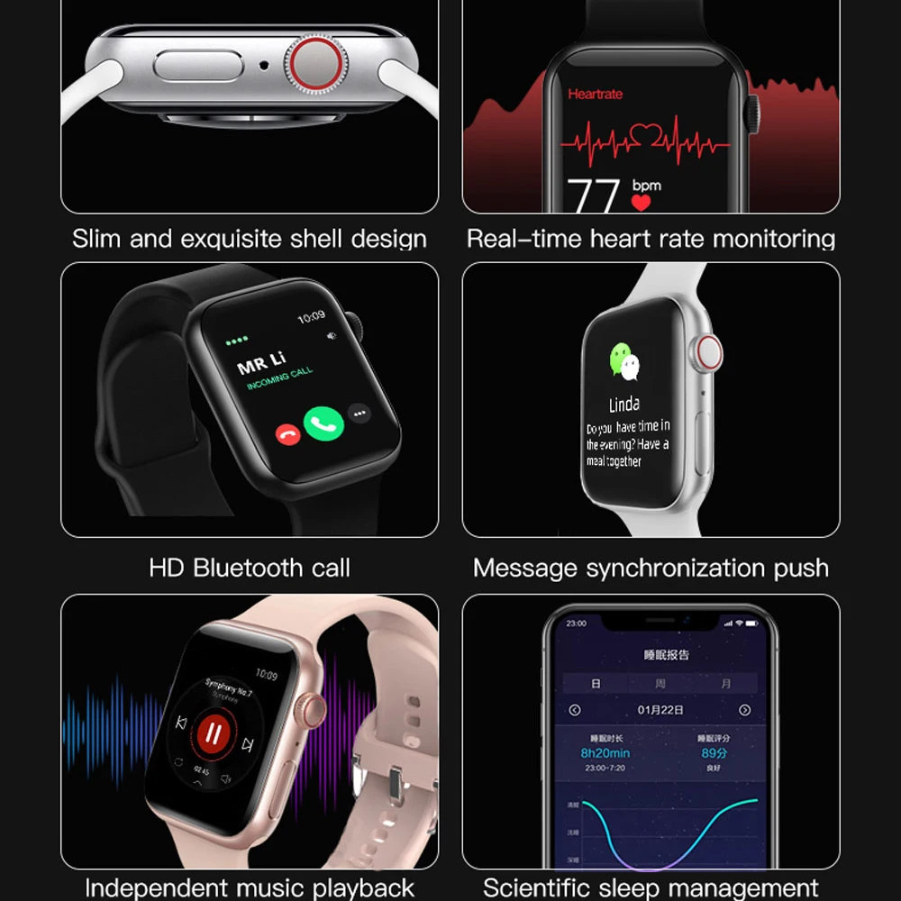 Smart Watch Men Smartwatch Women Bluetooth Call Watch Waterproof Fitness Tracker Music Control 2020 For Iphone Xiaomi Huawei IWO