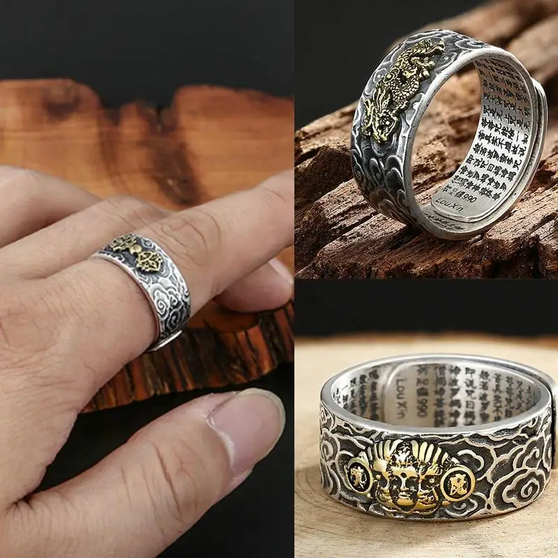 

Feng Shui Pixiu Ring Adjustable Ring Men Buddhist Unisex Amulet Rings Wealth Women Jewelry Open Lucky G6K7