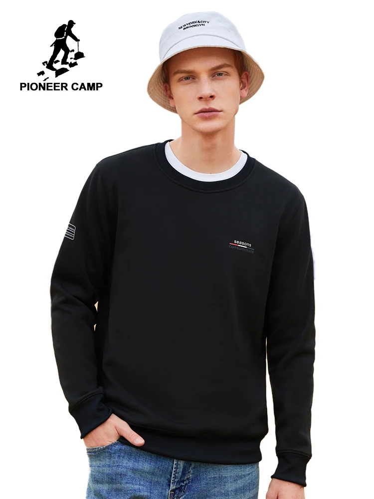 Мужские повседневные толстовки Pioneer Camp черные с круглым вырезом и длинными