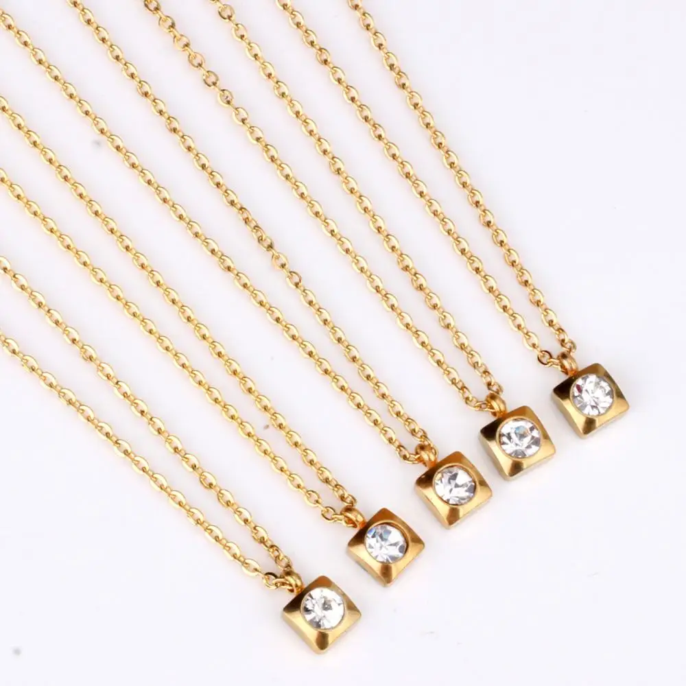 LUXUKISSKIDS круглый кубический циркон кулон ожерелье из нержавеющей стали 5 шт./лот