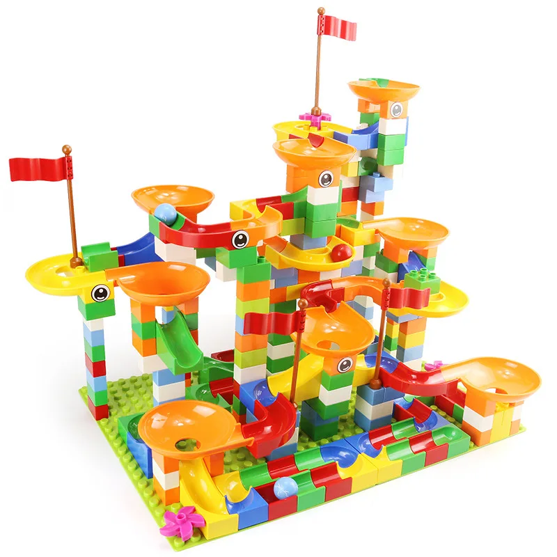 74 296 шт мраморные гоночные блоки Совместимые строительные LegoINGlys Duploed воронки