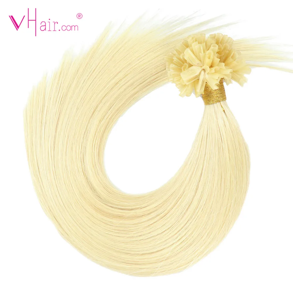 VHair Remy осветлённые волосы на кератиновых пластинах Бонд Пряди человеческих волос