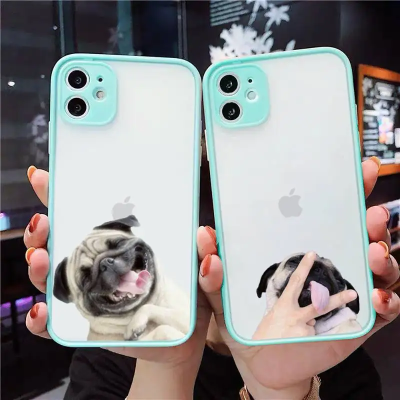 

Cute funny animal bulldog art Phone Case Matte Transparent for iPhone 7 8 11 12 s mini pro X XS XR MAX Plus cover funda