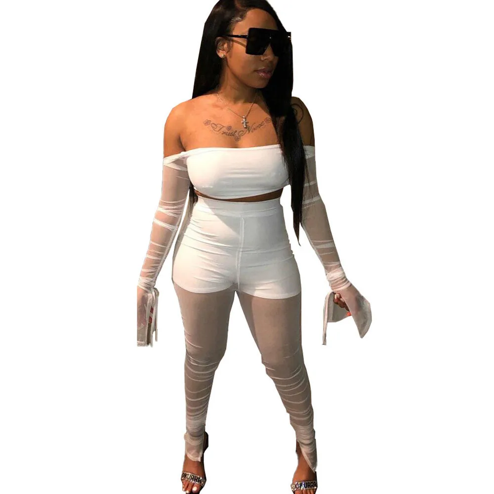 Пикантные сетчатые Прозрачные женский комплект 2 шт. Клубные наряды праздничная