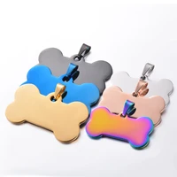 10pcs wholesale stainless steel bone shape dog id dog cat tags collar accessories 6 colors blank pet id tag jewelry