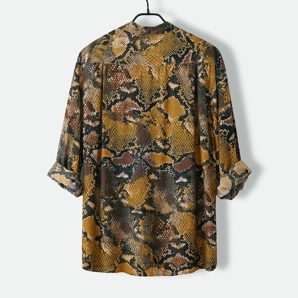 Мужская рубашка с длинными рукавами CHAMSGEND Летняя туника из полиэстера