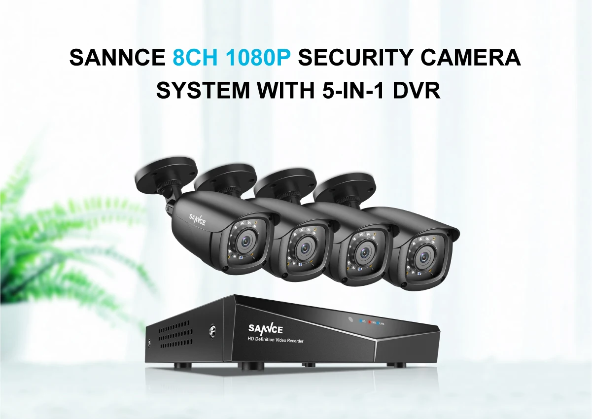 SANNCE HD 8CH CCTV система 1080P HDMI DVR 2.0MP CCTV камера безопасности 4 шт 1080P ИК уличная камера видеонаблюдения комплект