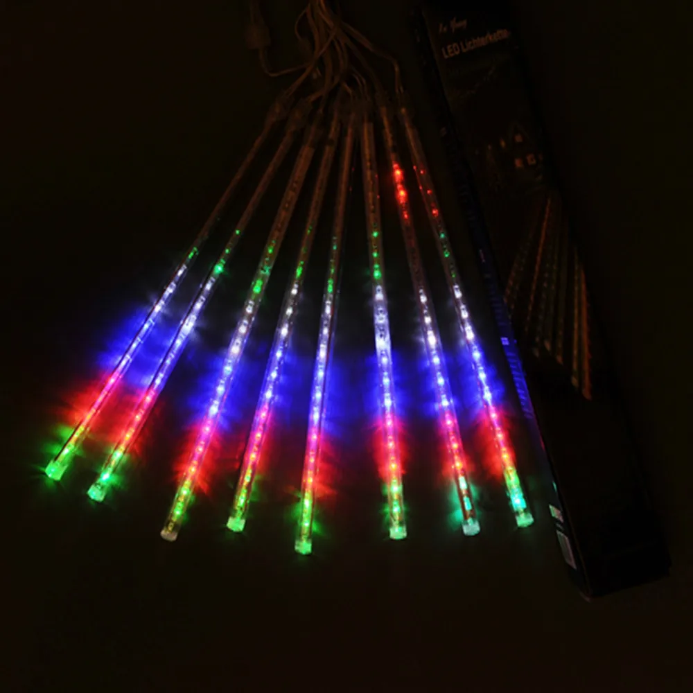 Водонепроницаемый 3 цвета EU вилка гирлянда 8 трубок светодиодный Метеоритный