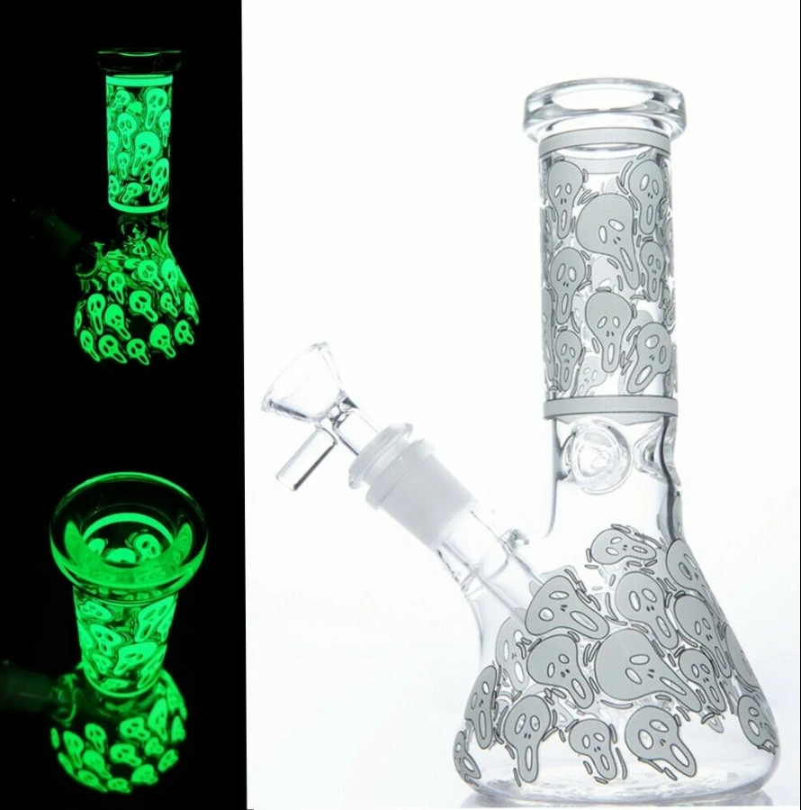

Skyz 8" Glow in the Dark Scary Skeleton Glass Vase for Home Decor