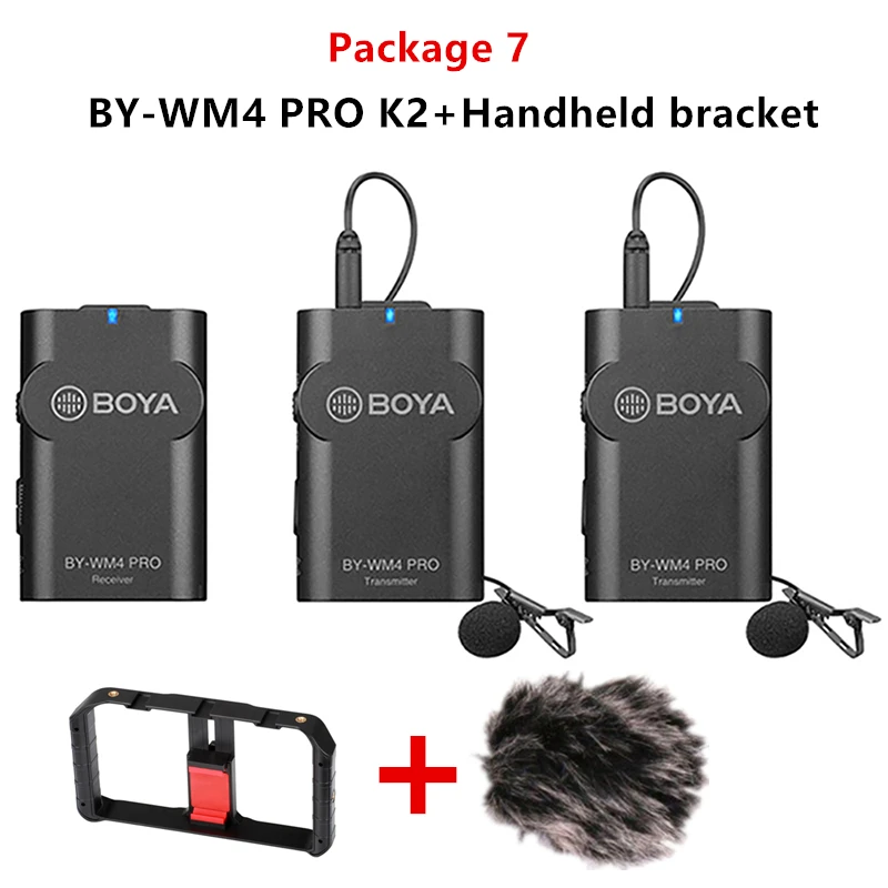Package 7 BOYA BY-WM4 Mark II/Pro беспроводной микрофон системы петличный нагрудный микрофон для Canon Nikon sony DSLR видеокамеры рекордер для iPhone 6 - Цвет: Package 7