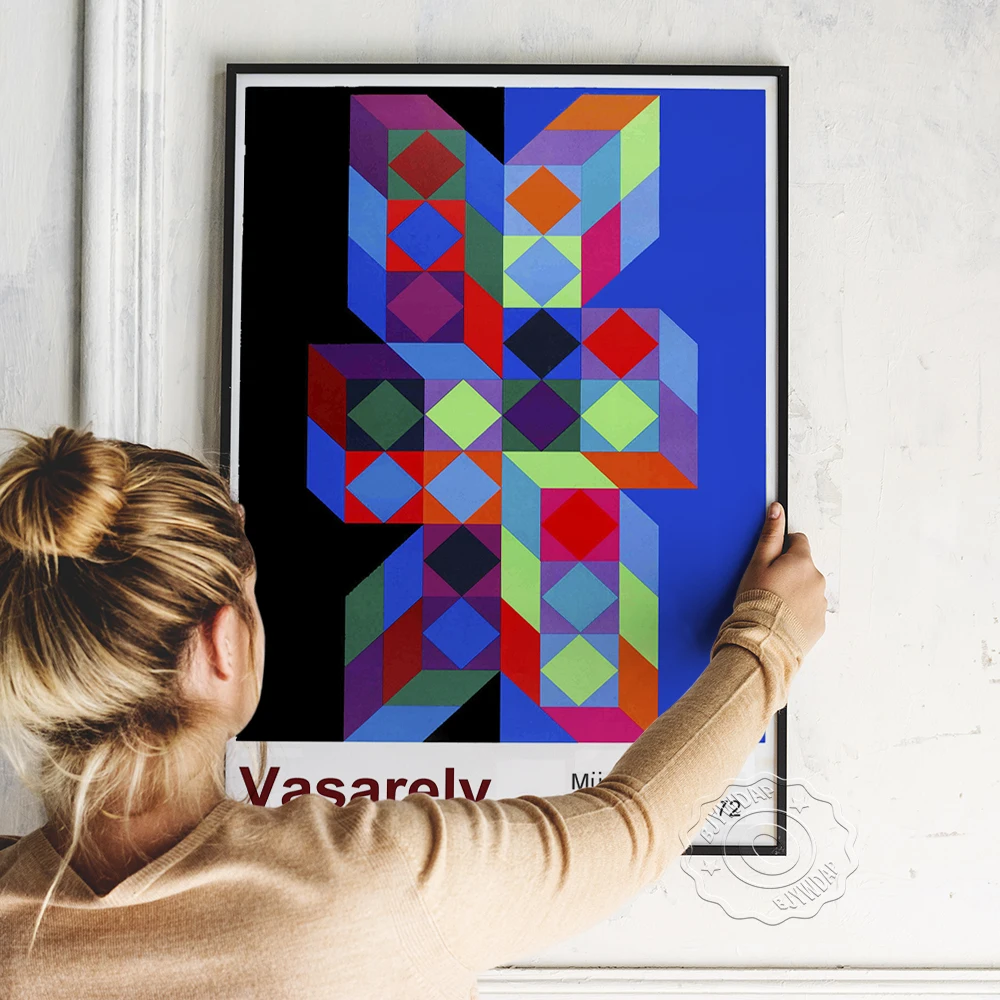 

Vasarely Vintage Exhibition Poster, Olympische Spiele Munchen Museum Painting, Colours Geometric Figure Visual Design Art Prints
