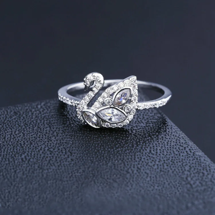 Новинка, Кристальное из Swarovskis, изысканное серебряное кружево, указательный палец, широкое кольцо для женщин, модное ювелирное изделие, кольца