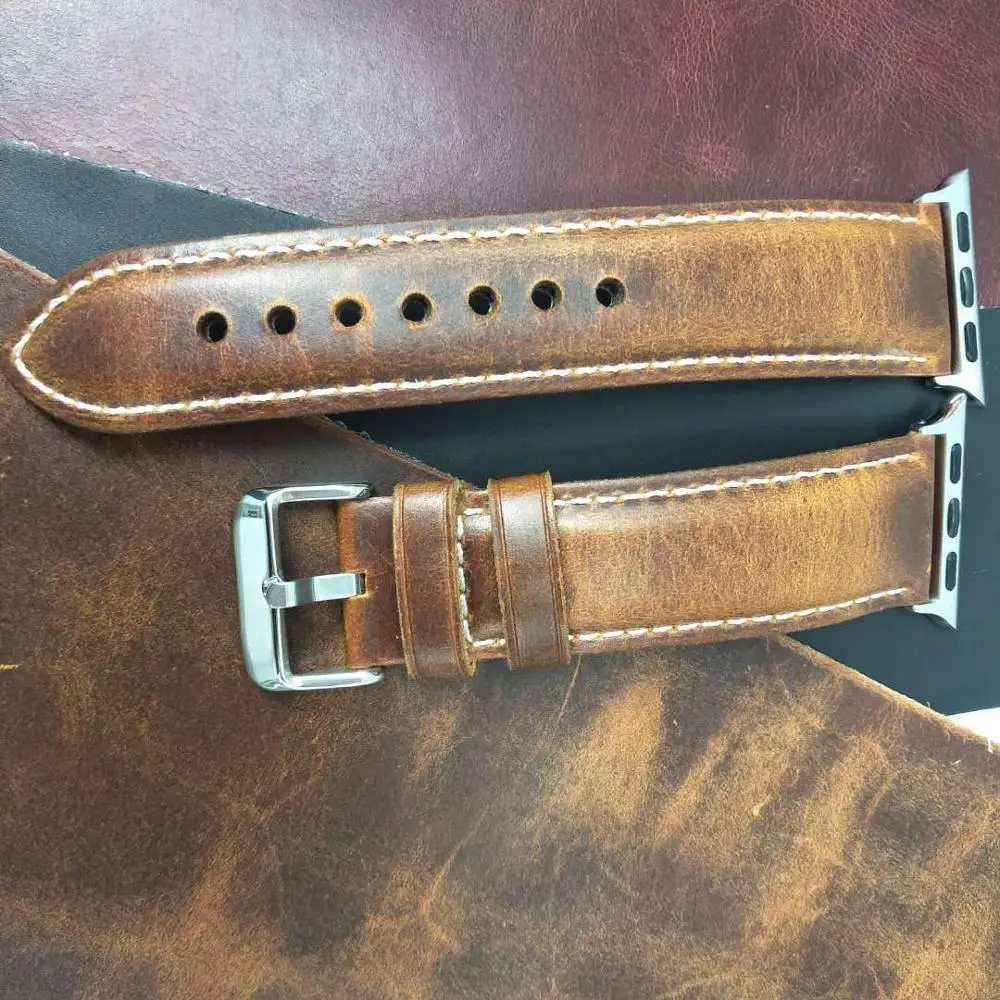 Genuine leather loop strap for apple watch band 42mm 44mm 4/5 38mm 40mm iwatch 3/2/1 replacement bracelet | Наручные часы
