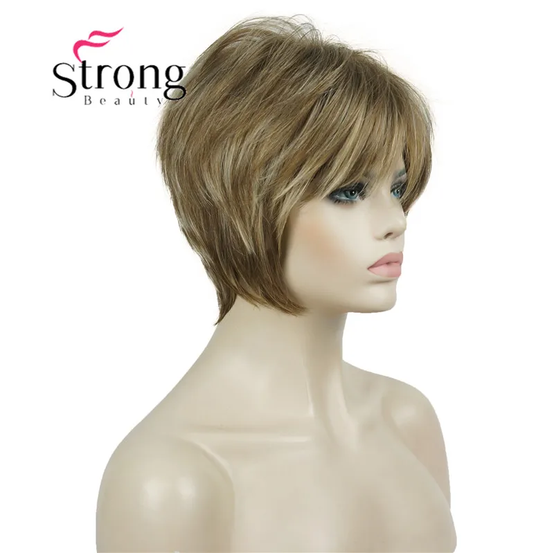 L12-26 StrongBeauty короткий слоистый блондин Толстый Пушистый полный синтетический парик Тепло ОК - Цвет: L12-26