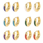 Серьги-кольца CANNER с покрытием из 18-каратного золота, серьги с чернойсинейкраснойзеленой эмалью, круга, серьги для влюбленных